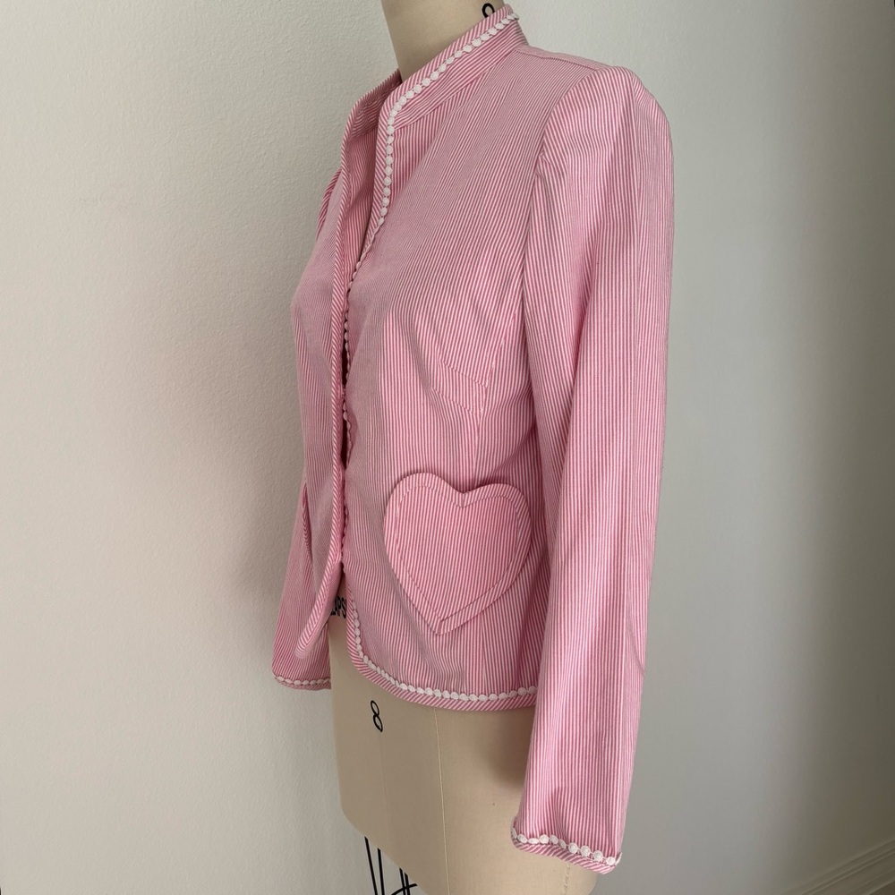 Lilly Pulitzer Pepper Jacket NWOT Hibiscus Pink Stripe Heart Patch Pocket 8